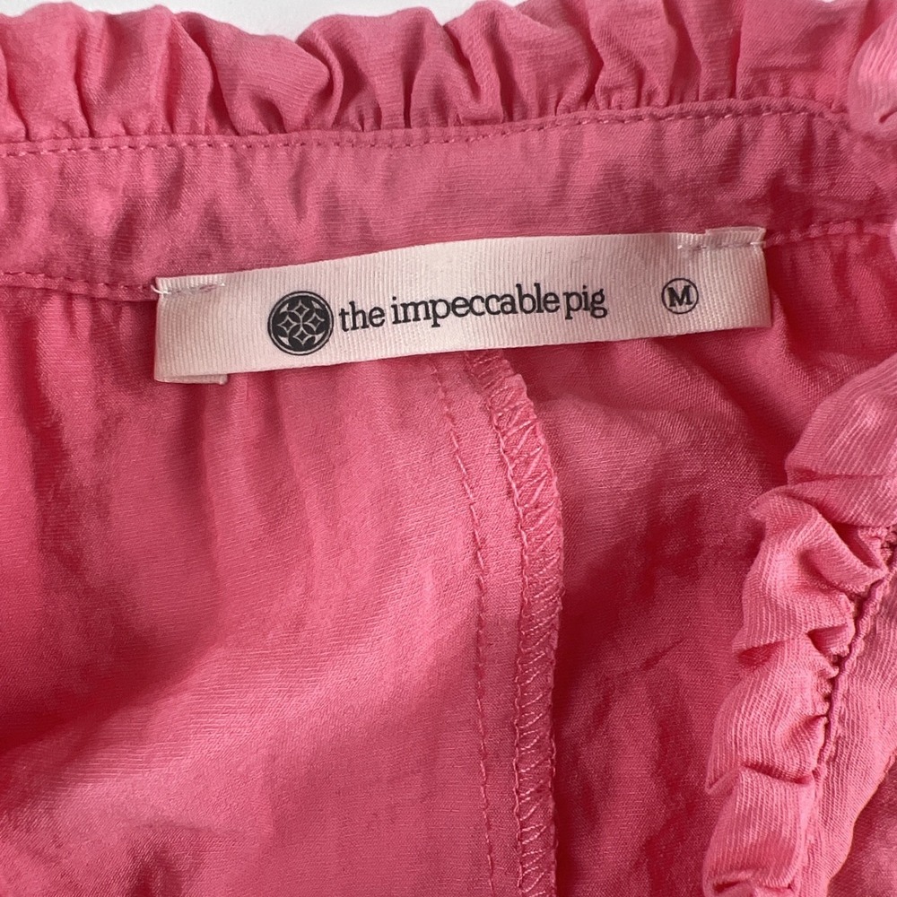 The Impeccable Pig Ruffle Sleeveless Top Pink Women's Sz M Boho - Picture 8 of 8